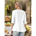 thumbnail image 3 of DARING DIVA Women's Lightweight 3/4 Sleeve Open Front Ruffle Cardigan S White, 3 of 6