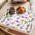 thumbnail image 3 of Watercolor Flowers Placemats Set of 4 Spring Floral Plants Country Place Mats Indoor Wipeable Table Mats Washable Cloth Dining Table Placemats for Kitchen Holiday Party Home Decor 13x19 Inch, 3 of 9