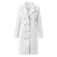 thumbnail image 5 of MRULIC coat for women Women's Wool Thin Coat Trench Jacket Ladies Slim Long Overcoat Outwear Women's Jackets Coats White + XXL, 5 of 9