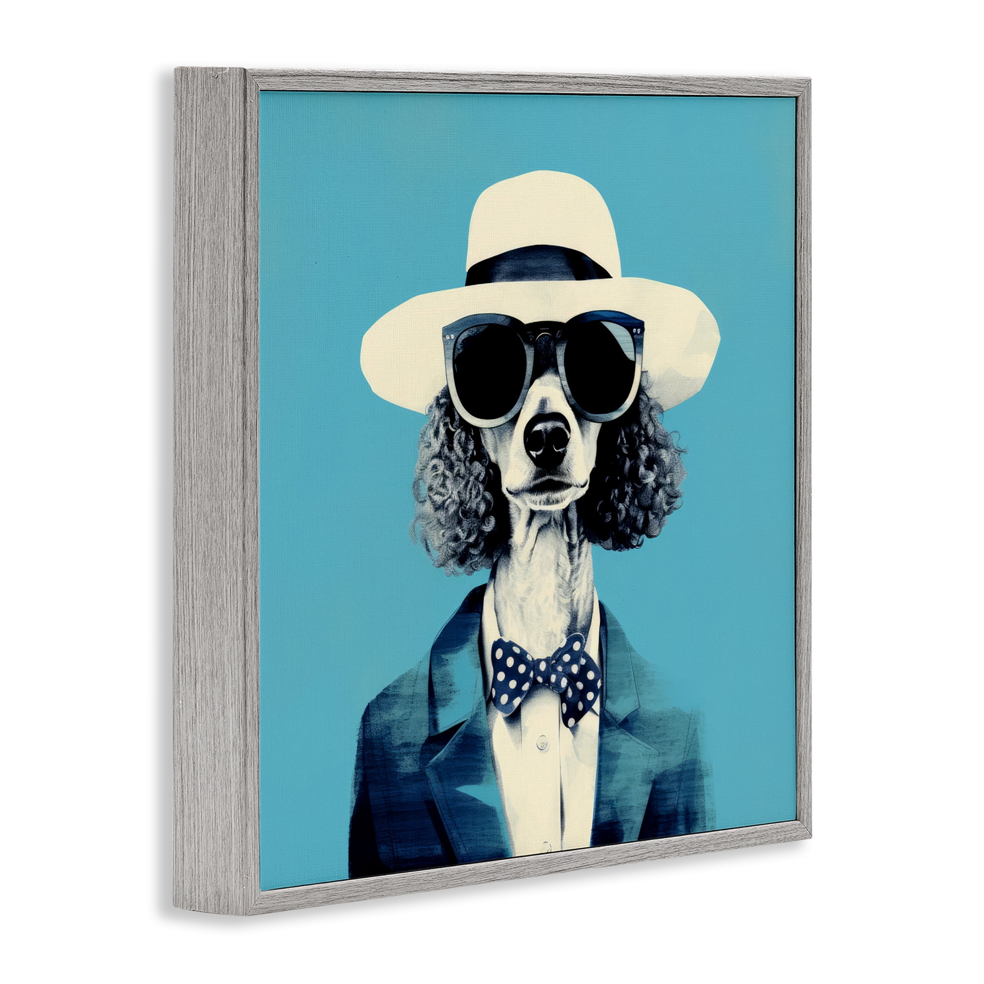 Stupell Industries Canine Cool Retro Outfit Gray Framed Giclee Art, design by Ray Powers