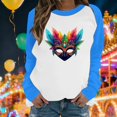 thumbnail image 2 of Byworldtasic Mardi Gras Long-Sleeve T-Shirt for Women Plus Size Raglan Sleeve Carnival Graphic Top, 2 of 6