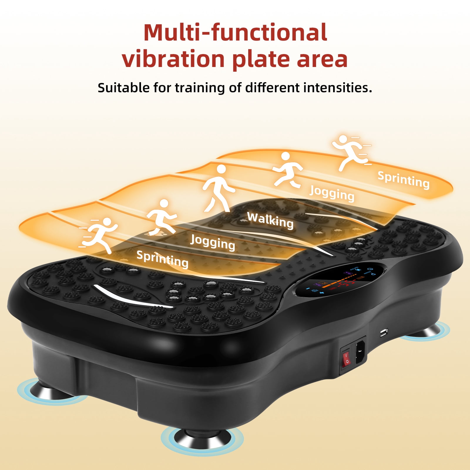 Vowella Vibration Plate Exercise Machine for Home Fitness & Whole Body Workout, 330 Lbs Capacity, 99 Speed Levels with 2 Resistance Bands & Remote Control, LCD Display, Black
