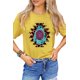 thumbnail image 3 of ABPHQTO Camiseta de mujer con estampado de mezcla azteca amarilla, 3 of 5