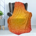 thumbnail image 4 of Orange Soft Flannel Fleece Throw Blanket, Ombre Colored and Themed Image with Blank Frame and Floral Patterns, Cozy Plush for Indoor and Outdoor Use, 60" x 80", Orange and White, by Ambesonne, 4 of 5
