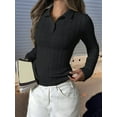 thumbnail image 5 of Womens Cable Knit Sweaters Long Sleeve V Neck Sweater Tops Casual Pullover Shirts Fall Fashion Outfits Black L, 5 of 8