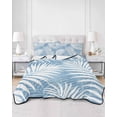 thumbnail image 2 of Quilts Twin-XL Size Bedding Set, Blue Palm Leaf Lightweight Quilted Comforter, Summer Coastal Botanical Tropical Soft Reversible Bedspread Coverlet with Pillow Covers for All Season, 68" x 98", 2 of 7