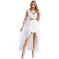 thumbnail image 2 of iiniim Women's Greek Toga Costume Ancient Roman Senator Caesar Costume V Neck Cape Sleeve Front Split Dress White M, 2 of 7