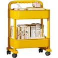 thumbnail image 1 of XINQIHANG Mobile Book Cart, Movable Bookshelf Trolley Cart, Reusable Rolling Storage Cart Movable Bookshelf for Kitchen, Bedroom, Living Room and Laundry Room, 1 of 7