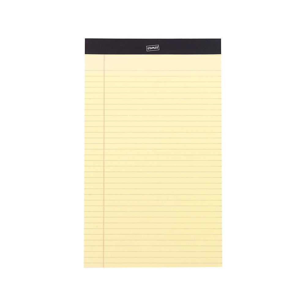 Staples notepads 8 5 x 14 wide yellow 50 sheets pad 12 pads pk 26830 