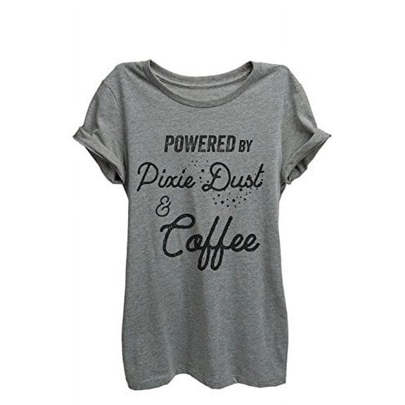 Pixie Dust & Coffee Relaxed T-Shirt Tee - Women - Deep Heather Grey - XX-Large