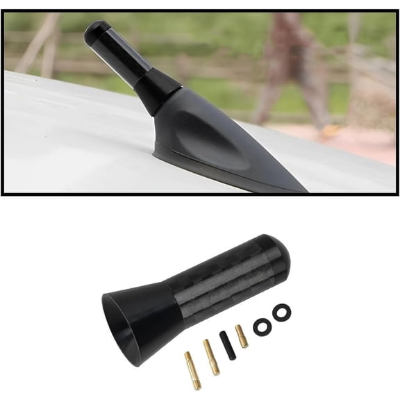 (Black) Short Car Antenna, Universal Amplified Car Radio Short Antenna, Car Stereo FM AM Antenna, Suitable for All Cars