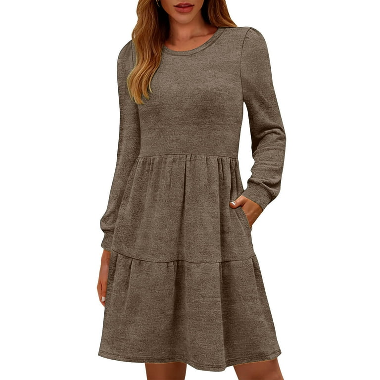 Vetsdori Long Sleeve Mini Dresses for Women Holiday Dresses Crew Neck Tunic,Lightweight Solid Color Juniors Dress Summer Vetsdori Long Sleeve Mini Dresses for Women Holiday Dresses Crew Neck Tunic,Lightweight Solid Color Juniors Dress Summer
