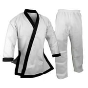 Tang Soo Do Uniform Gi White w/ Black Trim 12 oz Heavy Weight with Cuffs Uniform Gi