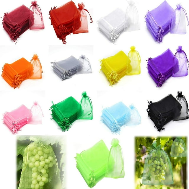 100 Uds bolsa de protección de manojo 30x2 0cm/15x2 0cm/10x15cm bolsa de Organza de fruta de uva con cordón que proporciona protección Total