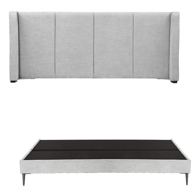 Box Base Cama Slim King Size + Cabecera Milán Gris claro