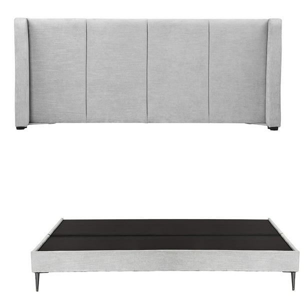 Box Base Cama Slim King Size + Cabecera Milán Gris claro