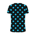 thumbnail image 4 of Virmaxy Womens 2024 New Summer Trendy Blouse Tops Tops Polka Dot Original Printed V-Neck Short Sleeve T-Shirt Light Blue L, 4 of 5