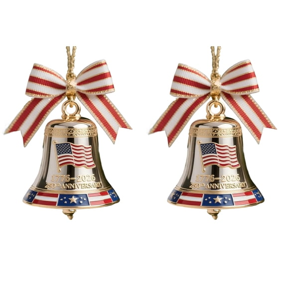 United States 250th Anniversary Bell Ornament - Handmade 3D Metal Enamel Crafted Commemorative Hanging Decor for Patriotic Christmas Tree, Collectors Gift, Outdoor Garden Fence Patio Decor (A)