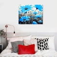 thumbnail image 4 of JEUXUS Blue Flower Wall Art: Teal Floral Canvas Pictures for Living Room Decorations, Modern Grey Artwork Flowers Black White Framed Poster for Bathroom Bedroom Home Decor, 4 of 4