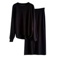 thumbnail image 1 of Jupes pour Femmes Automne Manches Longues Décontractées Ensemble Jupe Tricotée, 1 of 6