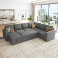thumbnail image 4 of HONBAY Convertible Queen Futon Sectional Sofa with Pull-Out Bed, Loveseat, Ottoman, Gray, 4 of 9