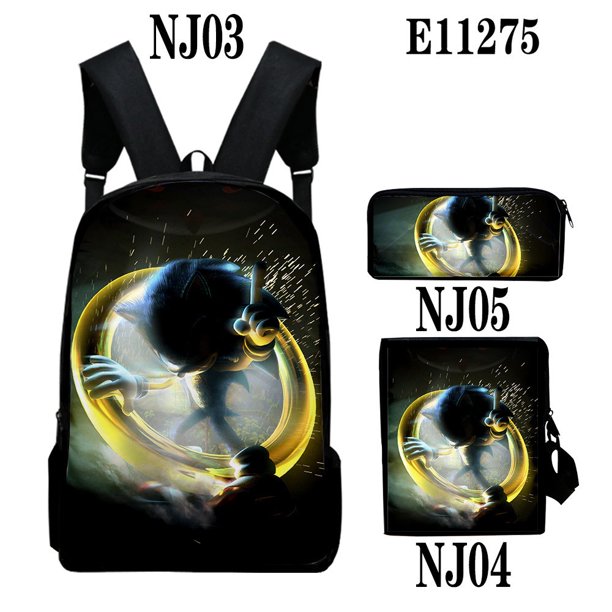 3 Piezas Sonic mochila Mochila Escolar Anime sonic Hedgehog Bolsa De Mensajero Estuche De Lápices De Gran Capacidad 3D