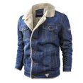 thumbnail image 1 of AMERTEER Men‘s Denim Jacket Oversized Plus Velvet Loose Jacket Autumn Winter, 1 of 5