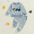 thumbnail image 2 of Zshosam Baby Boy Clothes Newborn Fall Baby Boy Fall Winter Clothes Long Sleeve Shirt and Pants Set Cute Infant Toddler Boy Outfits Size 3 6 Months,(Z01-Blue 3-6 Months), 2 of 8