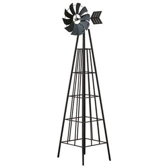 Panacea 72 In. Metal Garden Obelisk Outdoor Trellis, Decorative Windmill for Climbing Plants, Vines, and Flowers
