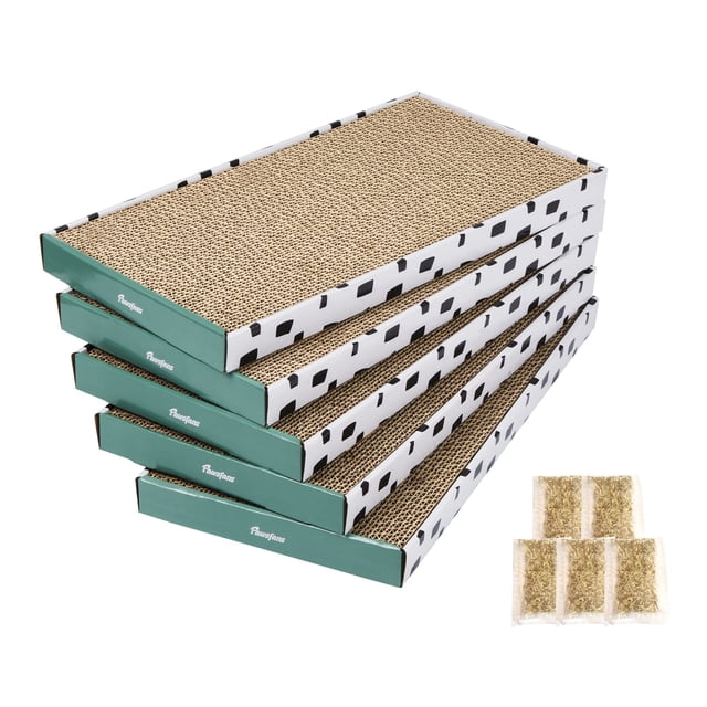 Rascador de Cartón PAWSFANS para gatos con caja de Cartón corrugado duradero 5 piezas