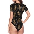 thumbnail image 4 of Easygdp Gold Glitter Pineapples Women'S Waist-Cinching Short-Sleeved Onesie, Olastic Onesiet,Snaps At Bottom,Easy To Put On And Take Off - Medium, 4 of 9