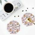 thumbnail image 3 of Bingfone Vintage Cute Hand Drawn Bear Leather Drinks Coasters with Set of 6,Suitable for Home Kitchen,Coffee Cup Coasters Home Gift, 3 of 7