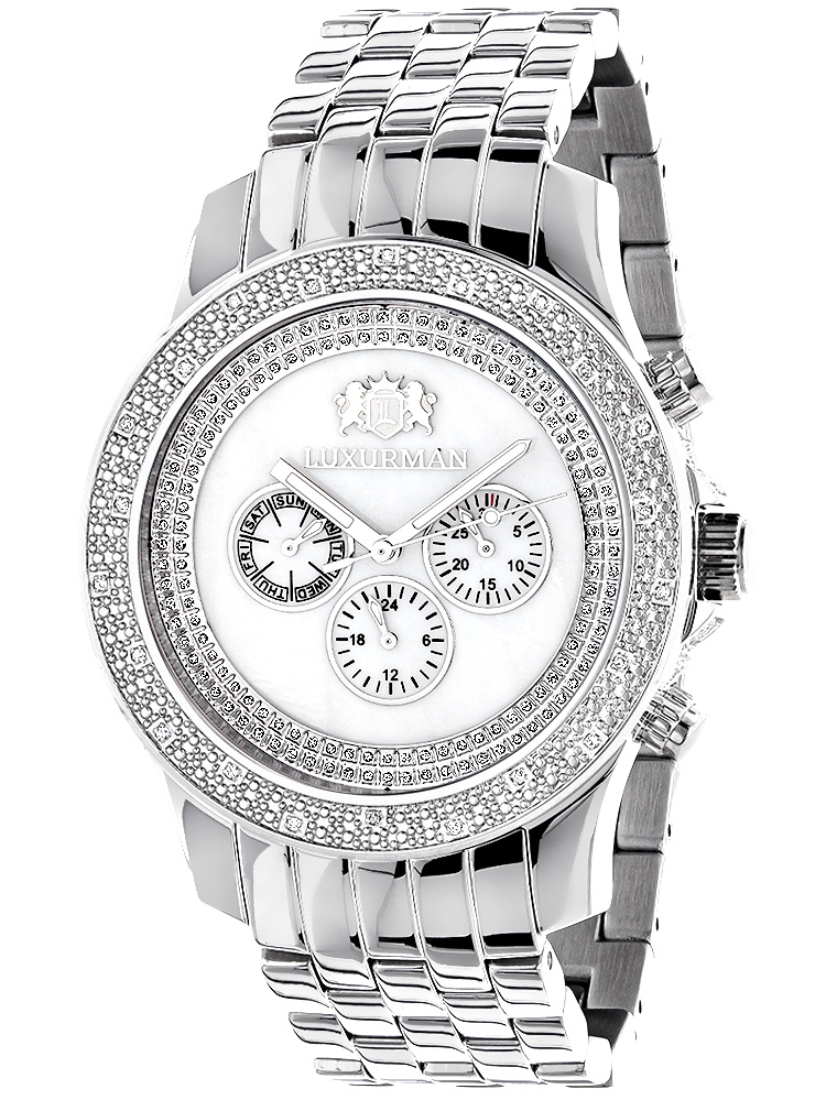 Womens Diamond Watch 0.25 CT Yellow Gold Luxurman レディース腕時計