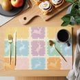 thumbnail image 2 of Easter Rabbits Placemats Set of 6, Vintage Purple Blue Green Orange Rabbit Silhouette Plaid Beige Non-Slip Place Mats Washable Table Mats for Kitchen Dining Table Decorations Indoor/Outdoor, 2 of 9