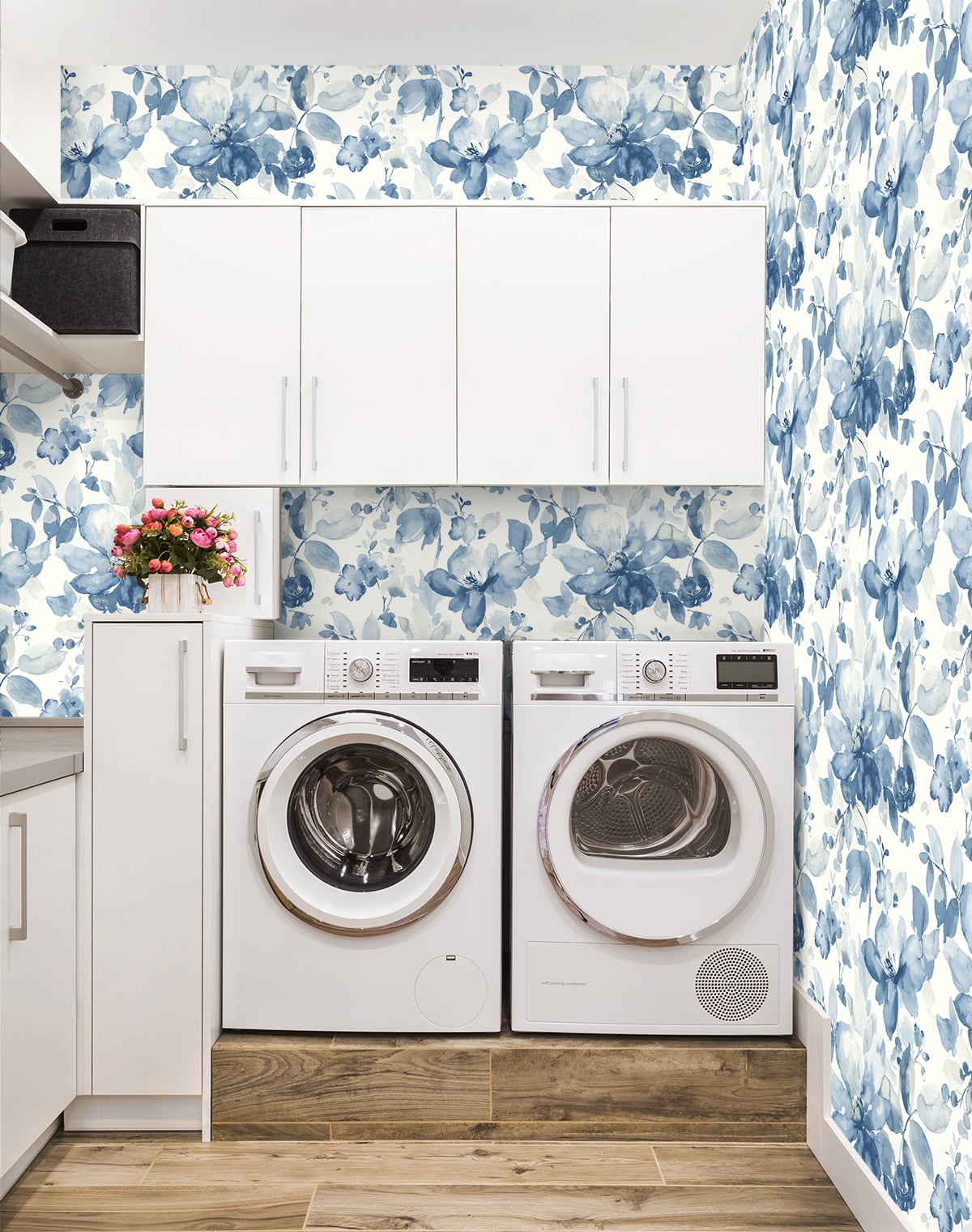 NextWall Bluestone Watercolor Floral Peel and Stick Wallpaper