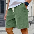 thumbnail image 4 of Corduroy Shorts Men Drawstring Elastic Waist with Pockets Lounge Short 2026 Summer Beach Casual Bermuda Shorts Corduroy Straight-Leg Cargo Short,Green M, 4 of 4