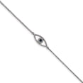 thumbnail image 1 of Solid 14k White Gold Small Diamond and Sapphire Blue September Gemstone Evil Eye Protection Bracelet - with Secure Lobster Lock Clasp 7" (Width = 8mm ), 1 of 4