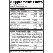 NATURELO Vitamin B Complex with Methyl B12, Methyl Folate, Vitamin B6, Biotin Plus Choline, CoQ10, and Fruit & Vegetable Blend - Supports Energy & Healthy Stress Response - Vegan - 120 Capsules