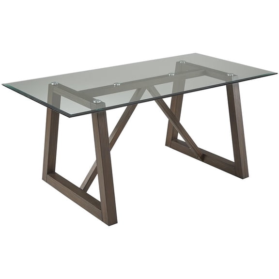 A-America Palm Canyon 72" Casual Glass Trestle Dining Table in Carob Brown