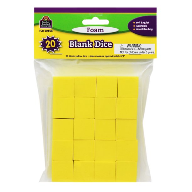 FOAM BLANK DICE 20PK