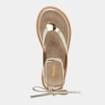 thumbnail image 2 of XYD Women Metal Ornament Round Toe Thong Sandals Ankle Wrap Lace Up Flat Shoes Comfortable Casual Flip Flops Size 5.5 Light Gold, 2 of 4
