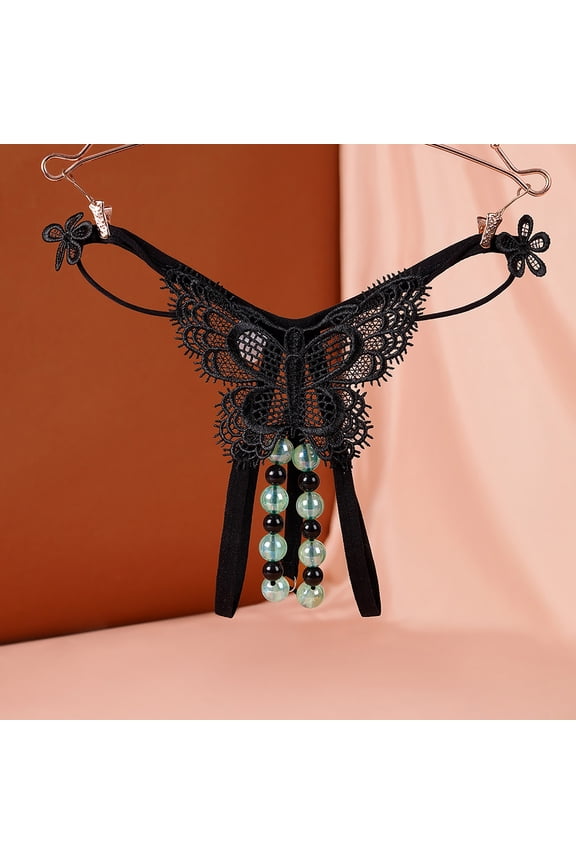Sexy G String Thongs for Women, Valentine's Day Gifts, Couple Supplies, Open Cut Non-Removable Massage Beads Panties