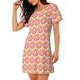 thumbnail image 2 of Yiaed Donuts With Pink Glaze Print Women's Loose-Fit Short Sleeve Nightgown, Soft and Comfortable Sleep Dress for Relaxation and Sleepwear, 2 of 6