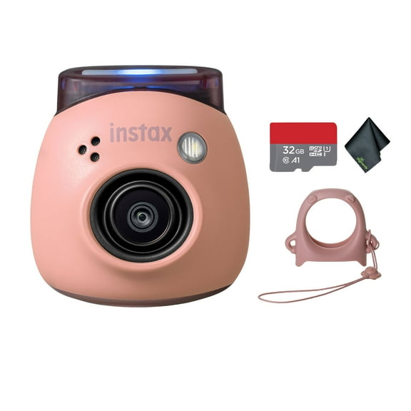 FUJIFILM INSTAX PAL Digital Camera (Powder Pink) Bundle With 32GB Memory Card   Microfiber Cleaning Cloth