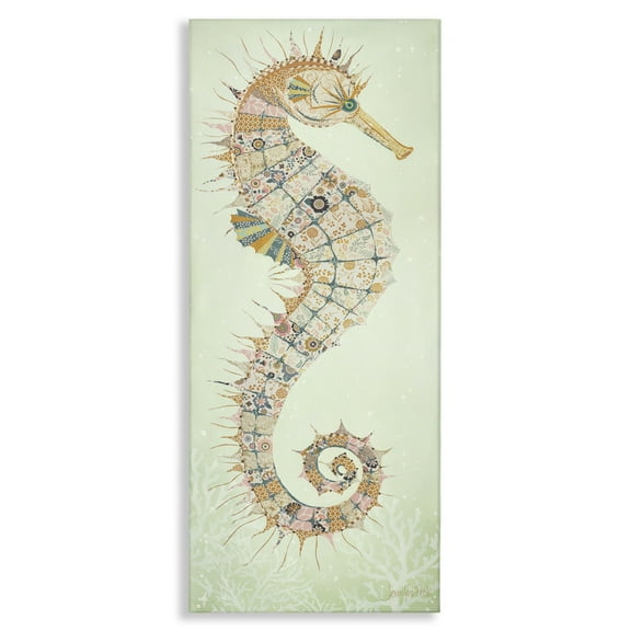 Stupell Industries Patterned Spikey Seahorse Animals & Insects Painting Gallery Wrapped Canvas Art Print Wall Art, 10 x 24