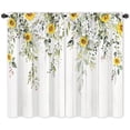 thumbnail image 6 of Eucalyptus Leaves Sunflower Kitchen Curtains 2 Panels 27.5W x 39H Rod Pocket Rustic Farmhouse Plant Botanical Wooden Decor Bathroom Small Short Window Drapery Treatment, 6 of 6