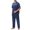 Navy, variant on Brondbend Mens Silk Satin Pajamas Sets, Short Sleeves and Pants Button Down Satin Pajama, Silk Satin Pocket Pajama Sets for Men Holiday