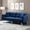 Navy Blue, variant on BSHTI 74" Futon Sofa Bed with Square-Tufted Velvet Upholstery, 3-Position Adjustable Split Back, 2 Toss Pillows Included, Easy Assembly, Black