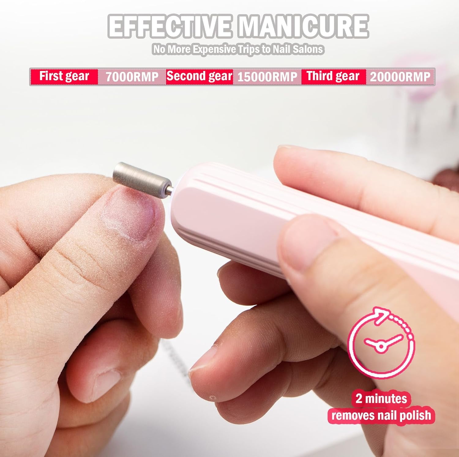 Aorsher Electric Nail Drill Professional, Cordless Electric Nail File, Gel Nails, Manicure Pedicure for Polishing Shape Tools with 100Pcs Sanding Bands
