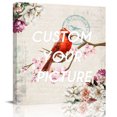 thumbnail image 2 of Spring Red Bird Wall Art Painting on Canvas, Summer Vintage Branch Floral Beige Canvas Art Home Prints Wall Art Framed Modern Artwork for Living Room Bedroom Wall Decor 16x16in, 2 of 9